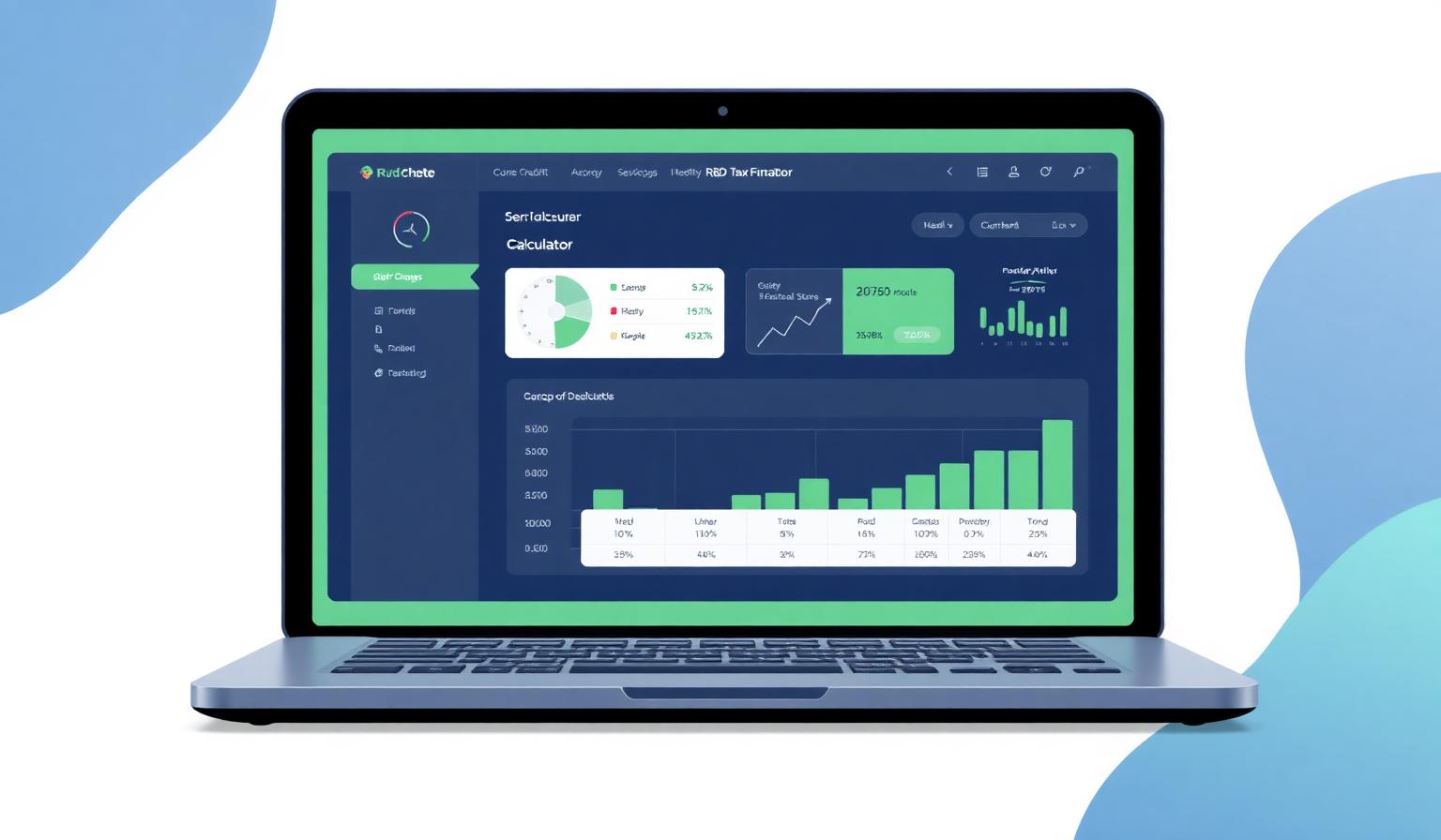 R&D Tax Credit Calculator dashboard showing qualified research expense breakdown and credit estimate